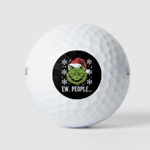 Funny Christmas Cat Ew People Meowy Cat Lovers Golf Balls