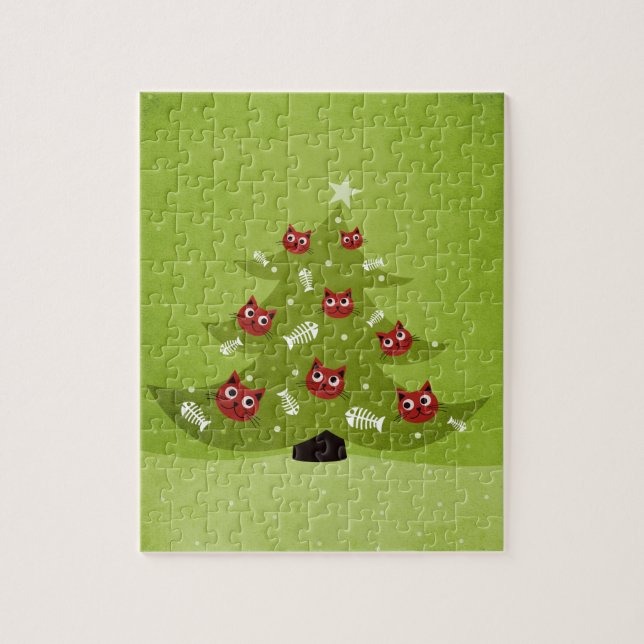 Funny Christmas Cat Lover Jigsaw Puzzle (Vertical)