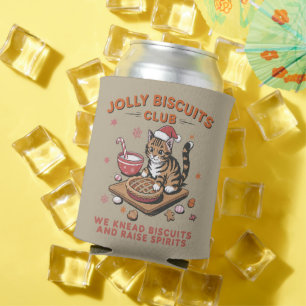 Funny Christmas Cat Lover Jolly Biscuits Club Bake Can Cooler