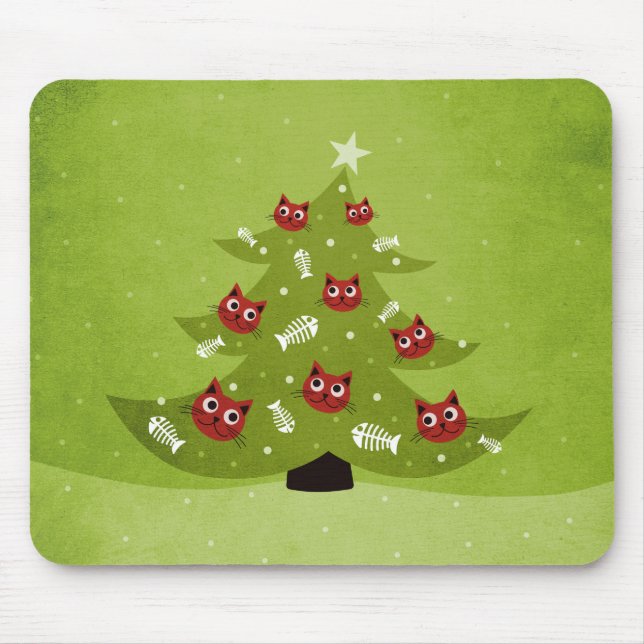 Funny Christmas Cat Lover Mouse Pad (Front)