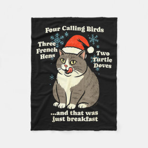 Funny Christmas Cat Meme Caroling Holiday Santa Ha Fleece Blanket