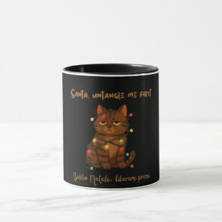 Funny Christmas Cat Mug – Santa Untangle Me First