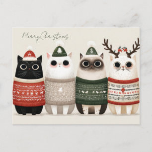 Funny Christmas Cat Postcard