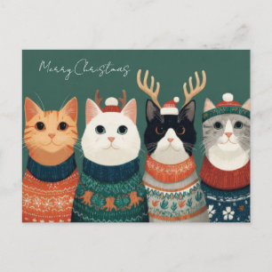 Funny Christmas Cat Postcard