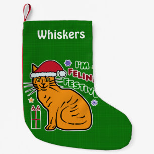 Funny Christmas Cat Pun Feline Festive Holiday Pet Small Christmas Stocking