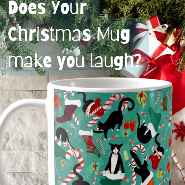 Funny Christmas Cat Raids Stockings Personalised  Coffee Mug (Creator Uploaded)