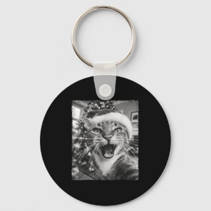 Funny Christmas Cat Selfie Key Ring