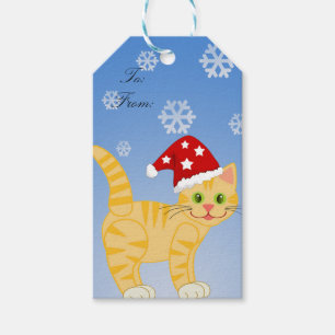 Funny Christmas Cat Snowflakes Custom Gift Tags