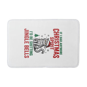 Funny Christmas Cat Spirit Vintage Engraving Desig Bath Mat