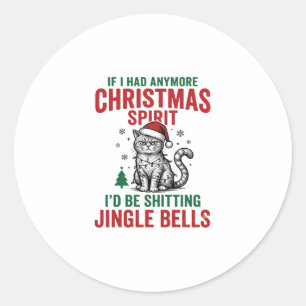 Funny Christmas Cat Spirit Vintage Engraving Desig Classic Round Sticker