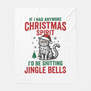 Funny Christmas Cat Spirit Vintage Engraving Desig Fleece Blanket