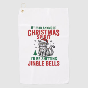 Funny Christmas Cat Spirit Vintage Engraving Desig Golf Towel