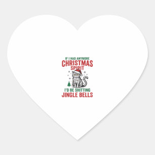 Funny Christmas Cat Spirit Vintage Engraving Desig Heart Sticker