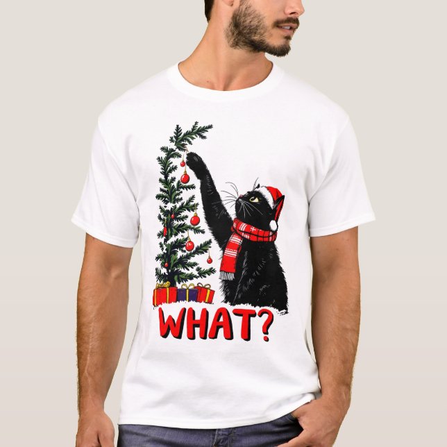Funny Christmas Cat Sublimation T-Shirt (Front)
