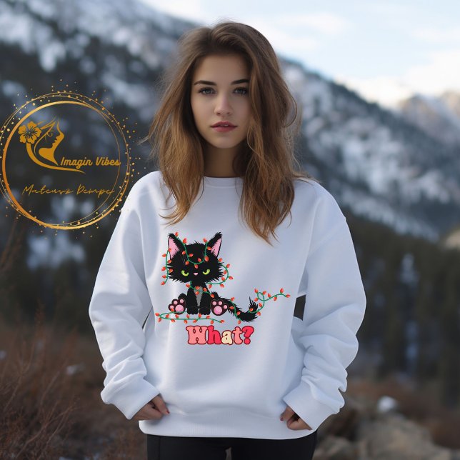 Funny Christmas Cat What Sweatshirt (Creator Uploaded)