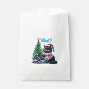 Funny Christmas Cat What with Tree Sticker Favour Bags