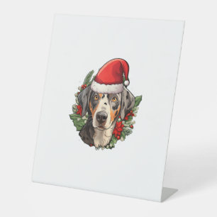 Funny Christmas Catahoula Leopard Dog Pedestal Sign