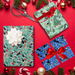 Funny Christmas Cats and Stockings  Wrapping Paper Sheet