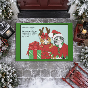 Funny Christmas Cats Costumes Holiday Humour Doormat