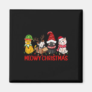Funny Christmas Cats - Cute Kitten Cats Santa Hat  Magnet