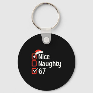 Funny Christmas Checked List Nice Naughty 6 7 Meme Key Ring