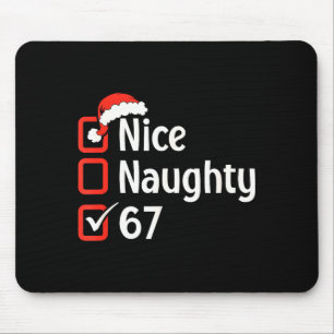 Funny Christmas Checked List Nice Naughty 6 7 Meme Mouse Pad