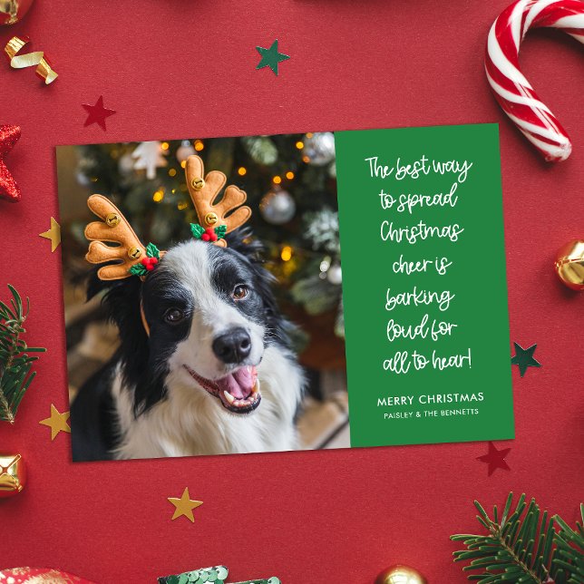 Funny Christmas Cheer Dog Photo Holiday Card (Creator Uploaded)