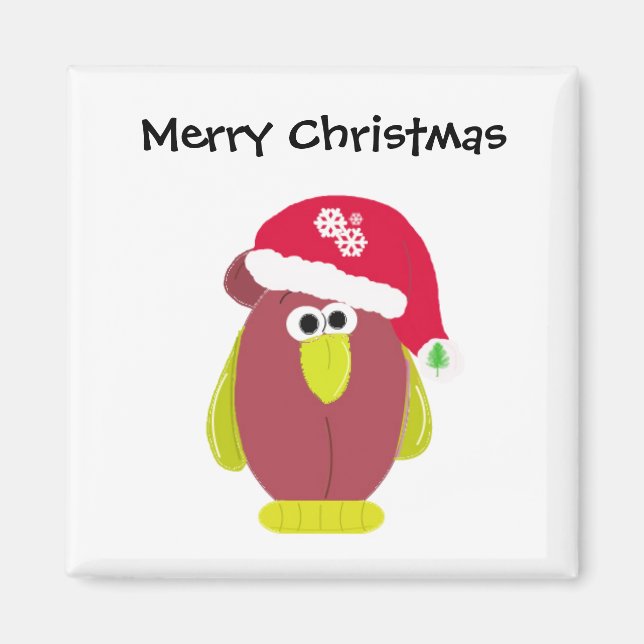 Funny Christmas Chicken in a Santa Hat Magnet (Front)