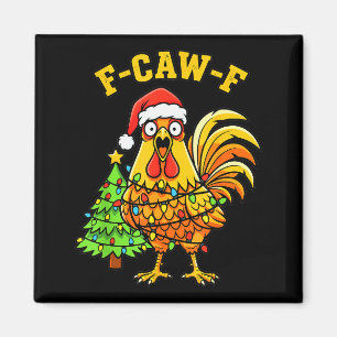 Funny Christmas Chicken Lights Santa Hat F-caw-f  Magnet