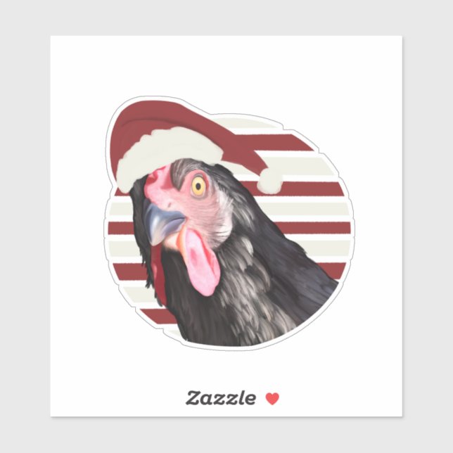 Funny Christmas Chicken Red And White Stripes (Sheet)