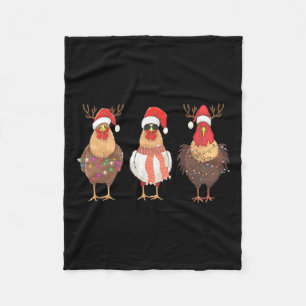 Funny Christmas Chicken Santa Hat Farm Animal Chic Fleece Blanket