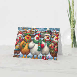 Funny Christmas Chickens Holiday Card