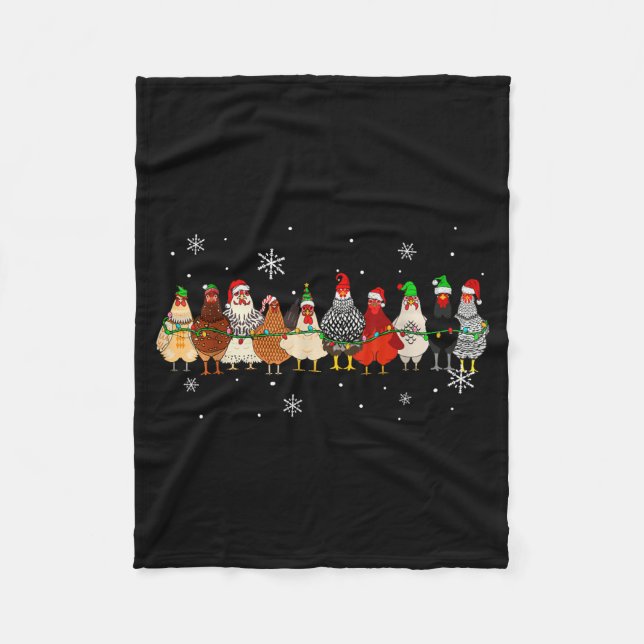 Funny Christmas Chickens Xmas Chicken Farm Animals Fleece Blanket (Front)