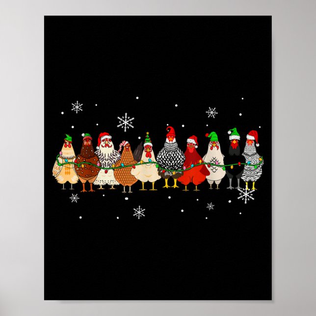 Funny Christmas Chickens Xmas Chicken Farm Animals Poster (Front)