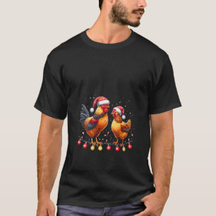 Funny Christmas Chickens Xmas Hat Light Chicken Lo T-Shirt