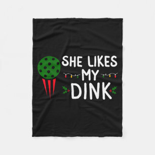 Funny Christmas Ckleball She Likes My Drink Outfit Fleece Blanket