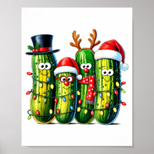 Funny Christmas Ckles Santa Claus Hat Xmas Lights  Poster