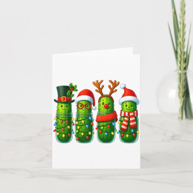 Funny Christmas Ckles With Santa Hats And Lights  Card (Front)
