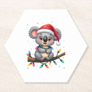 Funny Christmas Clothing Sloth Koala Xmas Clothing Paper Coaster