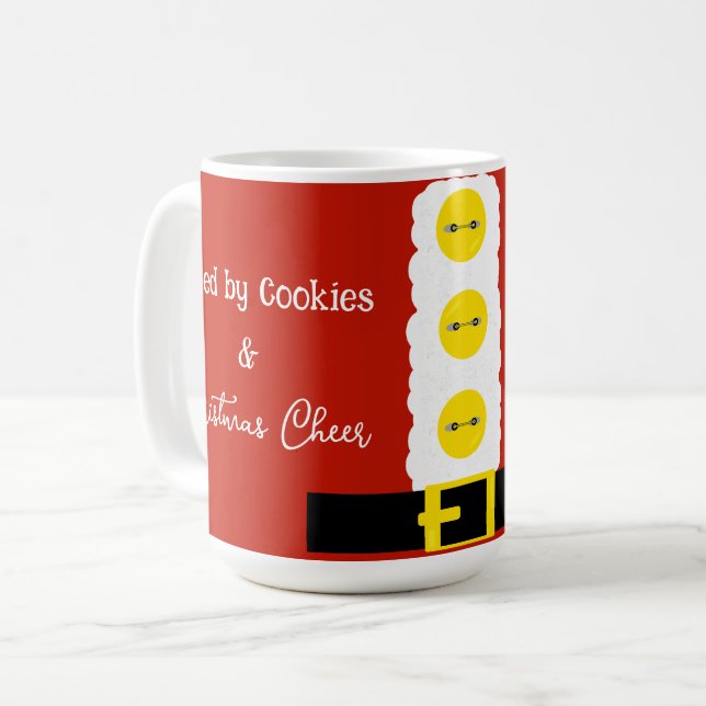 Funny Christmas Coffee Cup with Santa Belt Design (Front Left)
