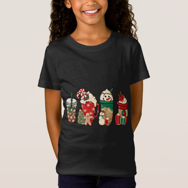Funny Christmas Coffee Lover Cute Snowman Latte Xm T-Shirt (Front)