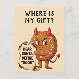 Funny Christmas Cookie Character Postcard