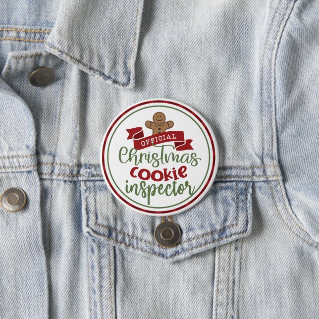 Funny Christmas Cookie Inspector Hilarious Holiday 7.5 Cm Round Badge (In Situ)