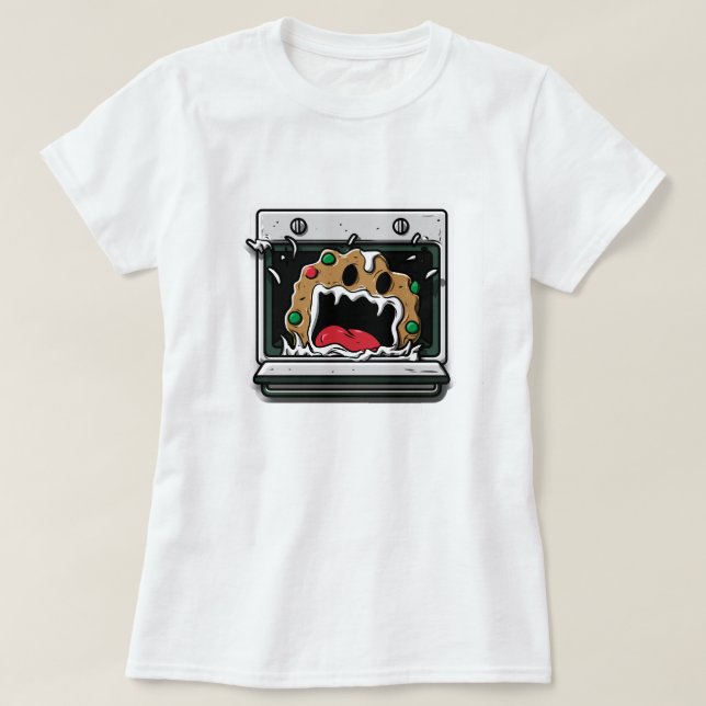 Funny Christmas Cookie Yelling from Oven T-Shirt (Design Front)