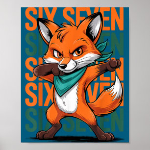 Funny Christmas Cool Fox Dabbing Xmas Dab Six Seve Poster