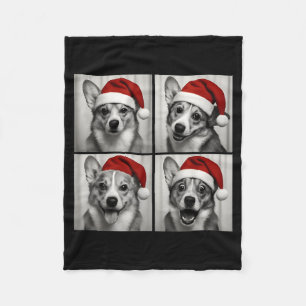 Funny Christmas Corgi Santa Dog Lover Photo Booth  Fleece Blanket