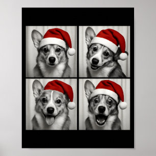 Funny Christmas Corgi Santa Dog Lover Photo Booth Poster