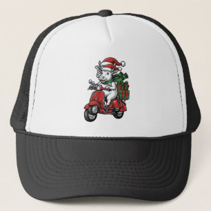 Funny Christmas Cow Riding Scooter Vintage Design_ Trucker Hat