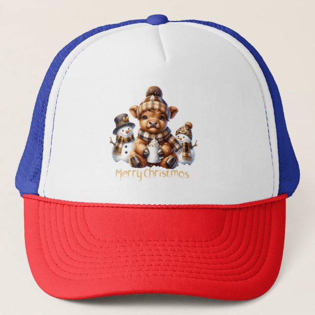Funny Christmas Cow Trucker Hat (Front)