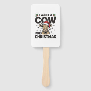 Funny Christmas Cow Vintage Holiday Shirt Design_1 Hand Fan